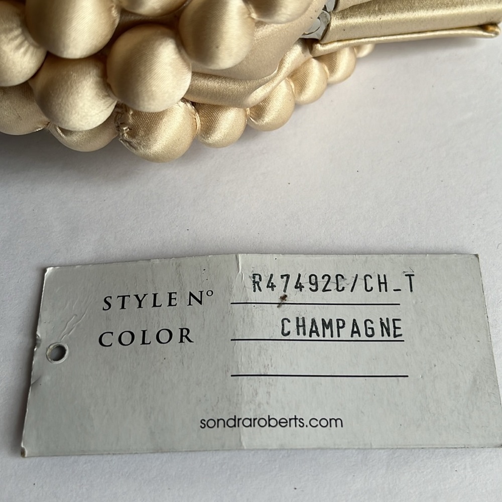 Sondra Roberts Satin Mini Bag Evening Bag Champagne NWT - Picture 9 of 11